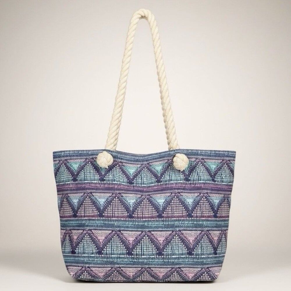 American Eagle Canvas Tote Bag Southwestern Aztec Rope Handles